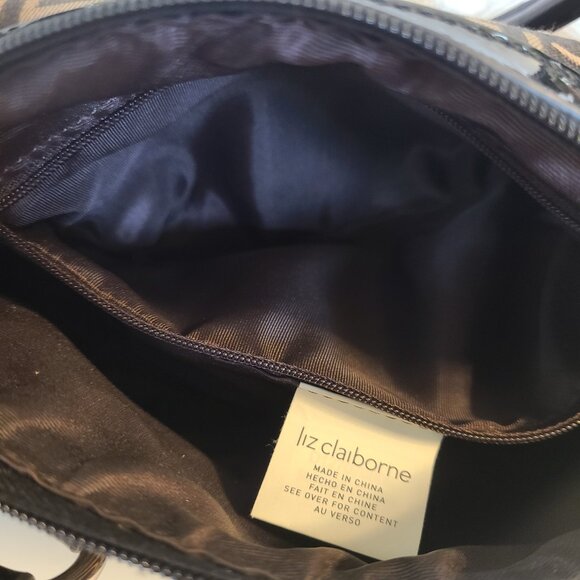 Liz Claiborne Set - Barrel Bag and Wallet - Brown and Cream Logo - Picture 13 of 14